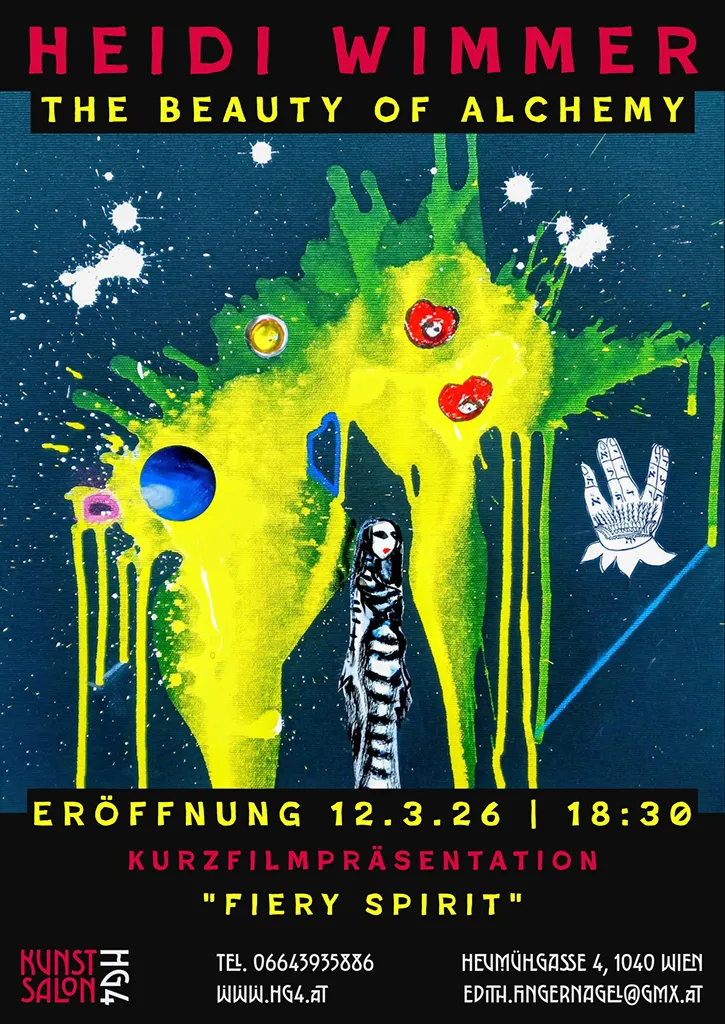 The Beauty of Alchemy - Plakat zur Ausstellung von Heidi Wimmer im Kunstsalon HG4