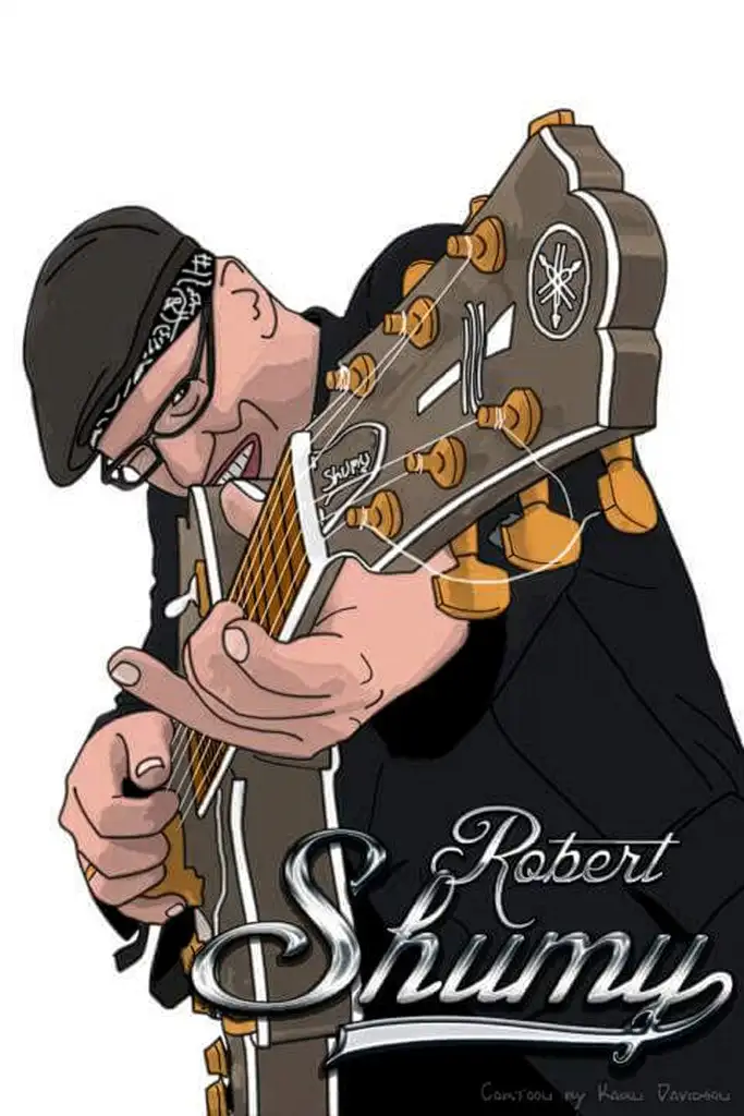 Robert Shumy spielt akustische Gitarre beim Fingerstyle Evening Konzert im Kunstsalon HG4 in 1040 Wien
